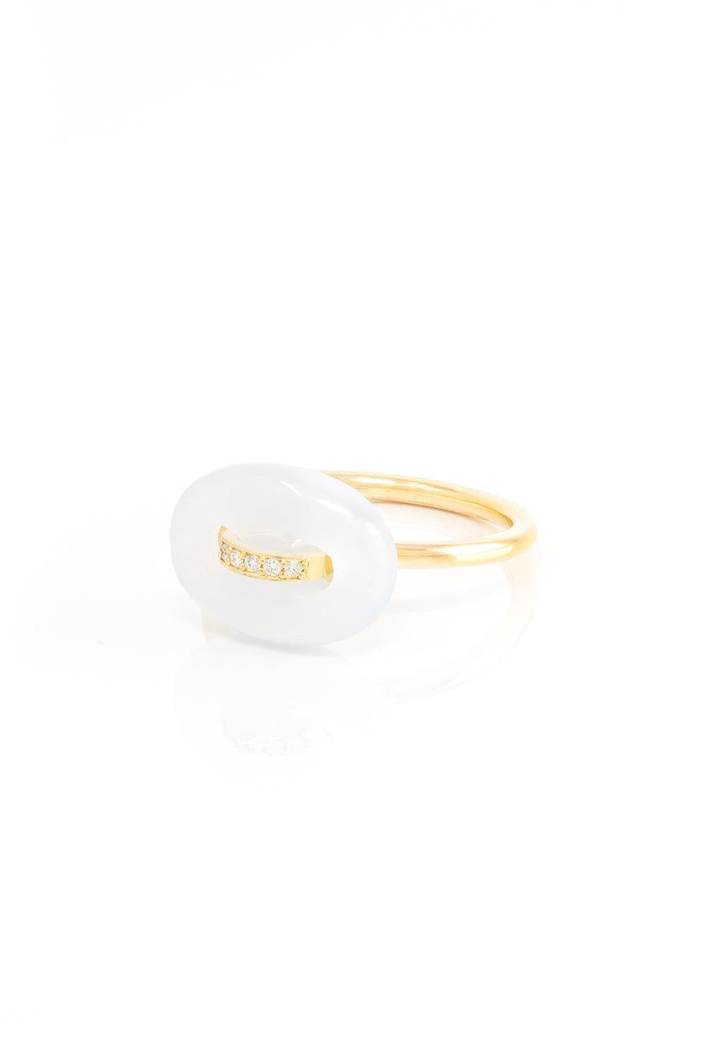 Rose Quartz Mini Stone Mariner Ring-YELLOW GOLD-7-JEWELRYFINE JEWELRING-JENNA BLAKE