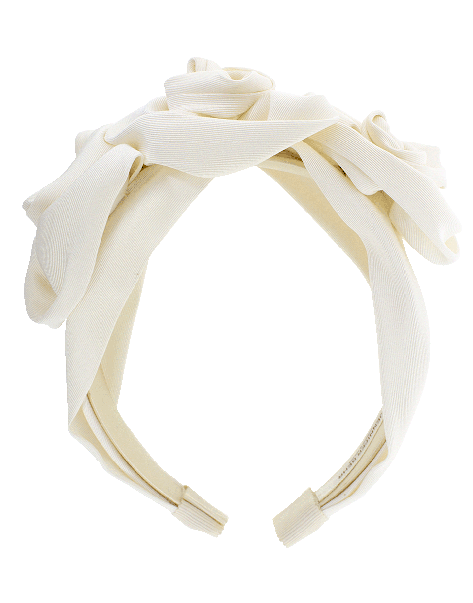 JENNIFER BEHR-Cream Triple Rosette Faille Headband-CREAM
