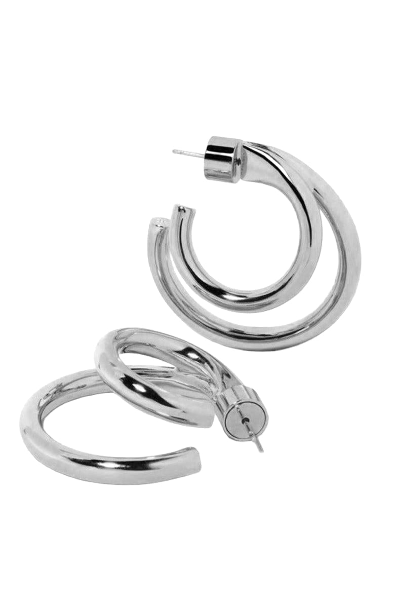 Double Lilly Mini Hoop Earrings - Silver - 1in-SILVER-JEWELRYBOUTIQUEEARRING-JENNIFER FISHER