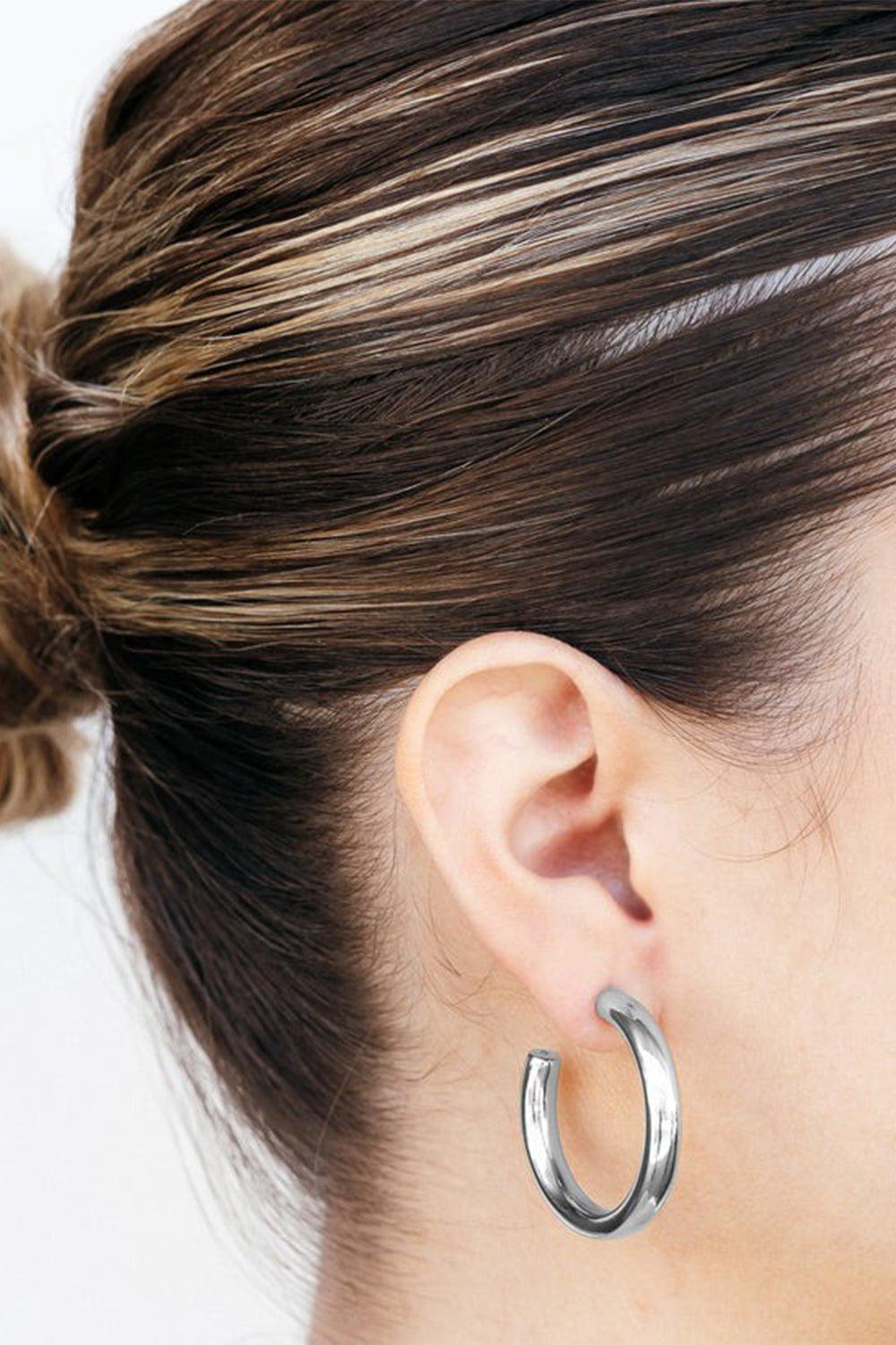 JENNIFER FISHER-Michelle Mini Hoop Earrings - 1"-SILVER