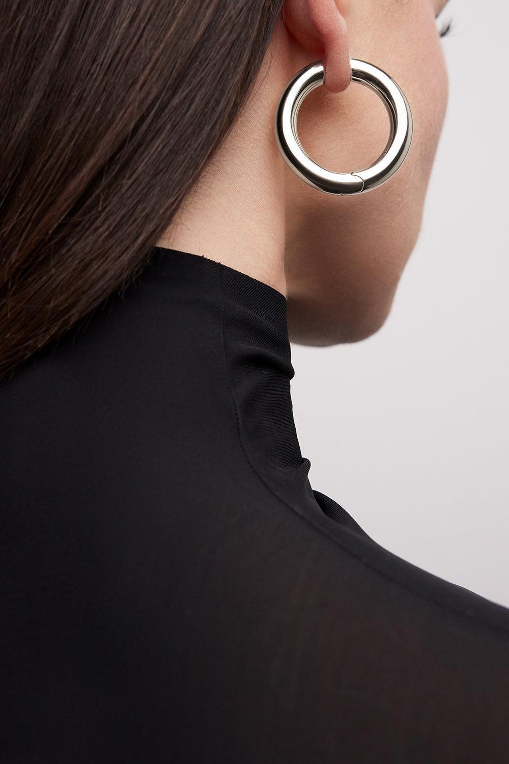 Mini Samira Hinged Hoop Earrings - 1in-SILVER-JEWELRYBOUTIQUEEARRING-JENNIFER FISHER