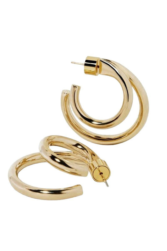 Double Lilly Mini Hoop Earrings - 1in-SILVER-JEWELRYBOUTIQUEEARRING-JENNIFER FISHER