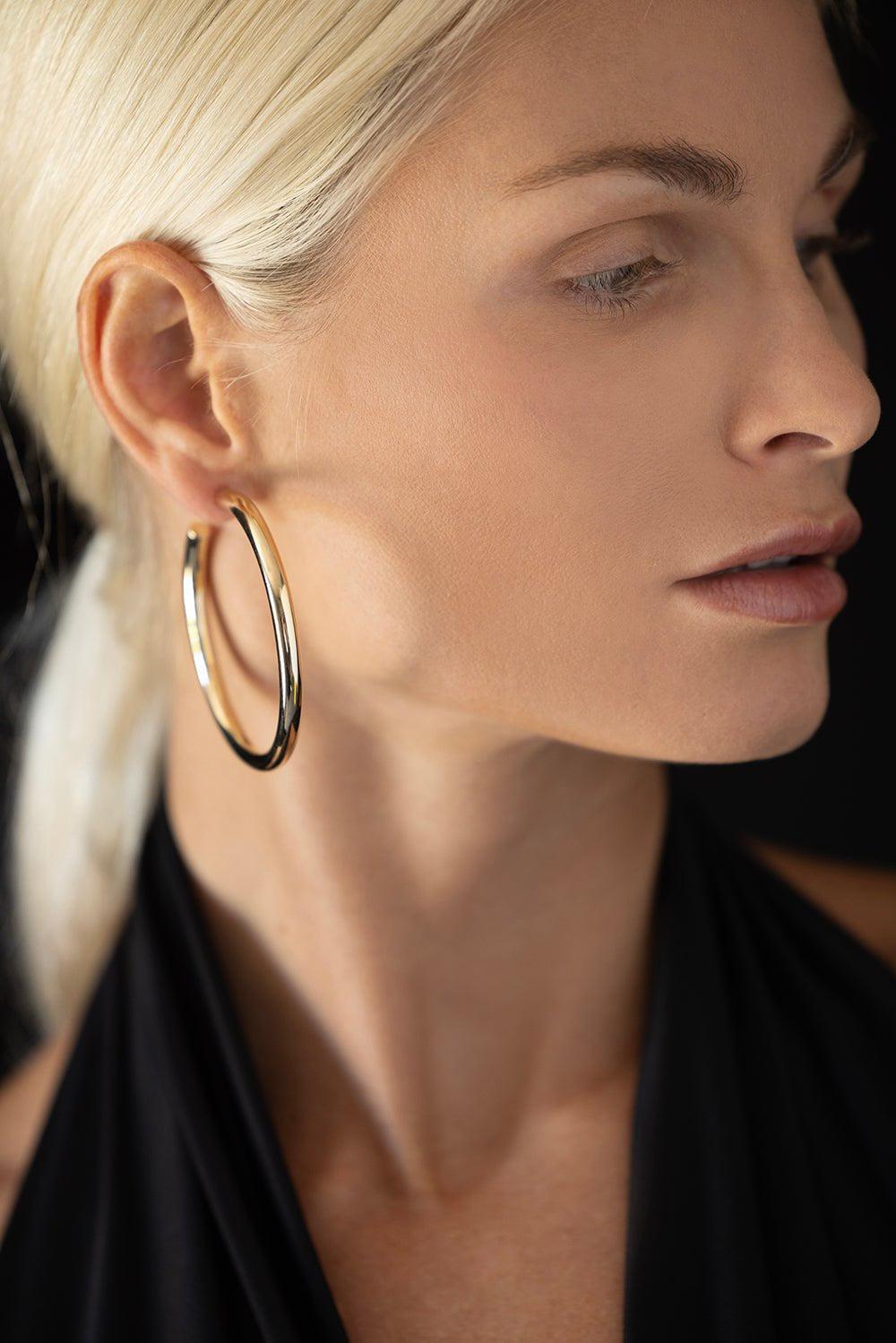 JENNIFER FISHER-Michelle Hoop Earrings - 2in-YELLOW GOLD