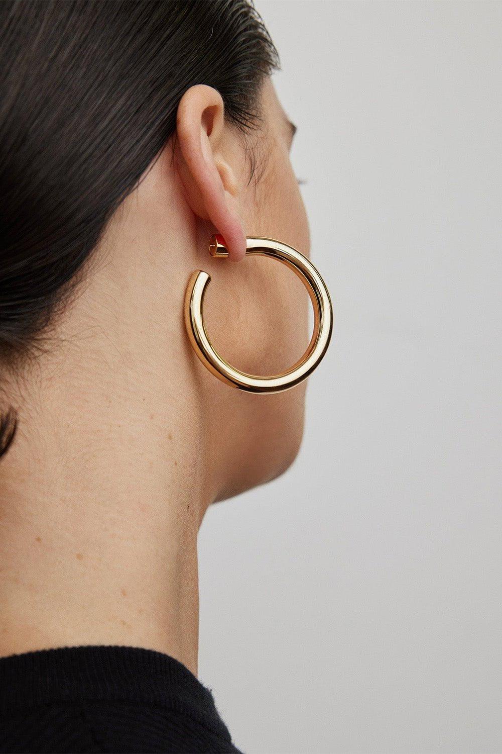 JENNIFER FISHER-Samira Baby Hoop Earrings - 1.5in-YELLOW GOLD