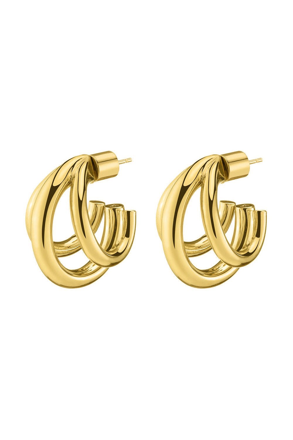 JENNIFER FISHER-Triple Lilly Huggie Earrings-YELLOW GOLD