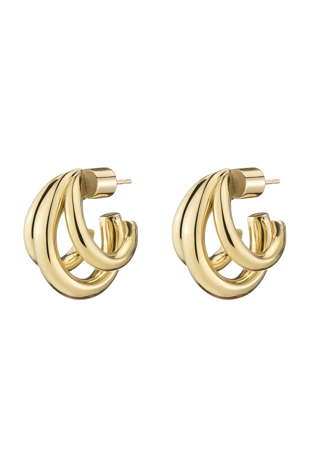 JENNIFER FISHER-Triple Lilly Micro Huggie Earrings-YELLOW GOLD