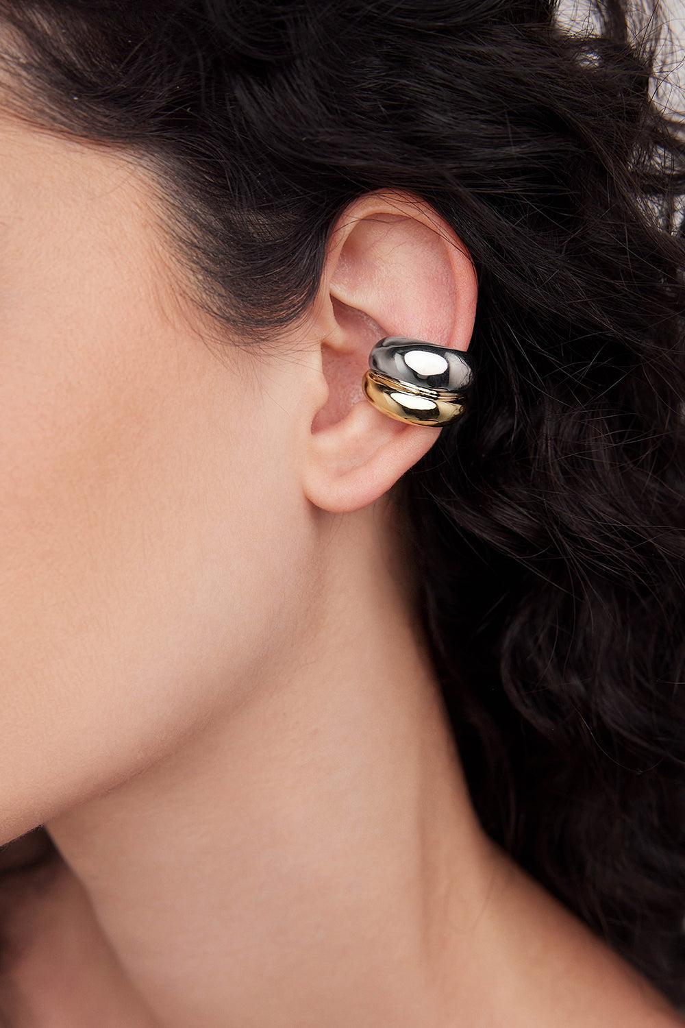 Two Tone Chavez Ear Cuff-YELLOW GOLD-JEWELRYBOUTIQUEEARRING-JENNIFER FISHER