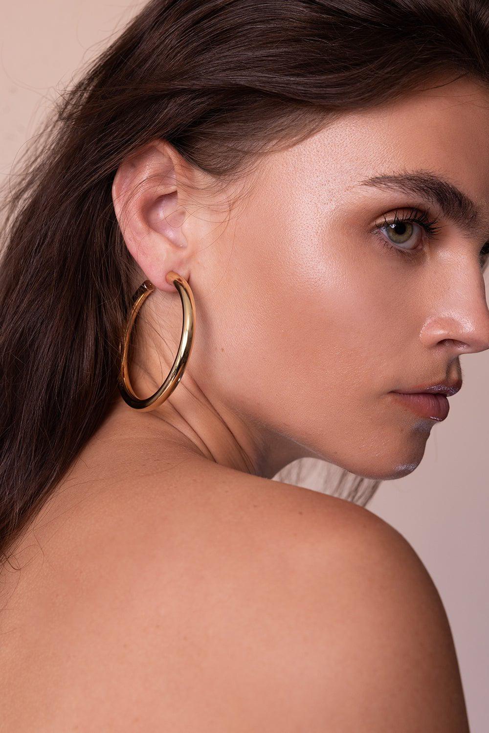 JENNIFER FISHER-Walk Hoop Earrings - 2in-YELLOW GOLD