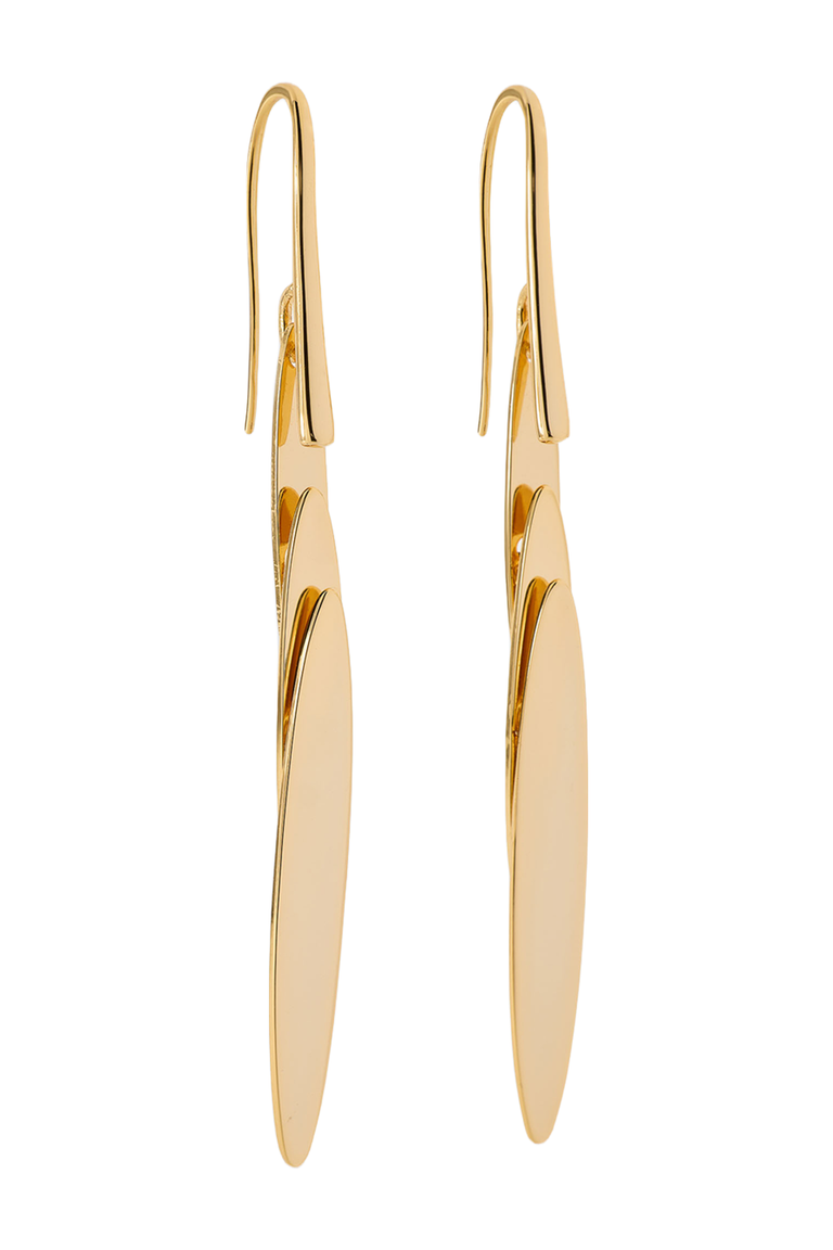 Short Feather Drop Earrings - Yellow