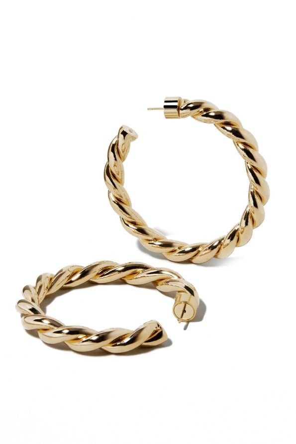 JENNIFER FISHER-Twisted Lilly Baby Hoops - 1.5in-YELLOW GOLD