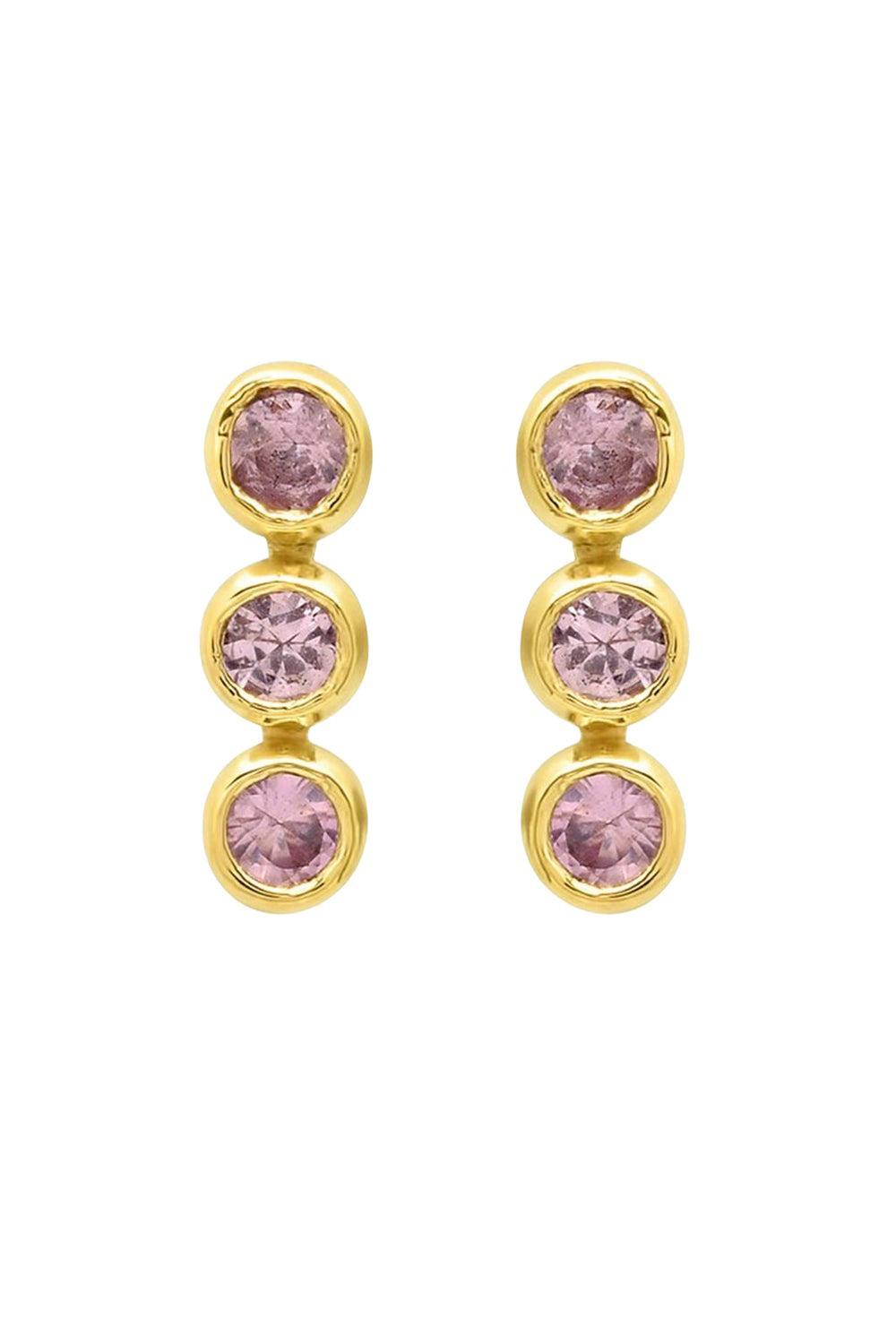 3 Pink Sapphire Mini Bezel Studs-YELLOW GOLD-JEWELRYFINE JEWELEARRING-JENNIFER MEYER