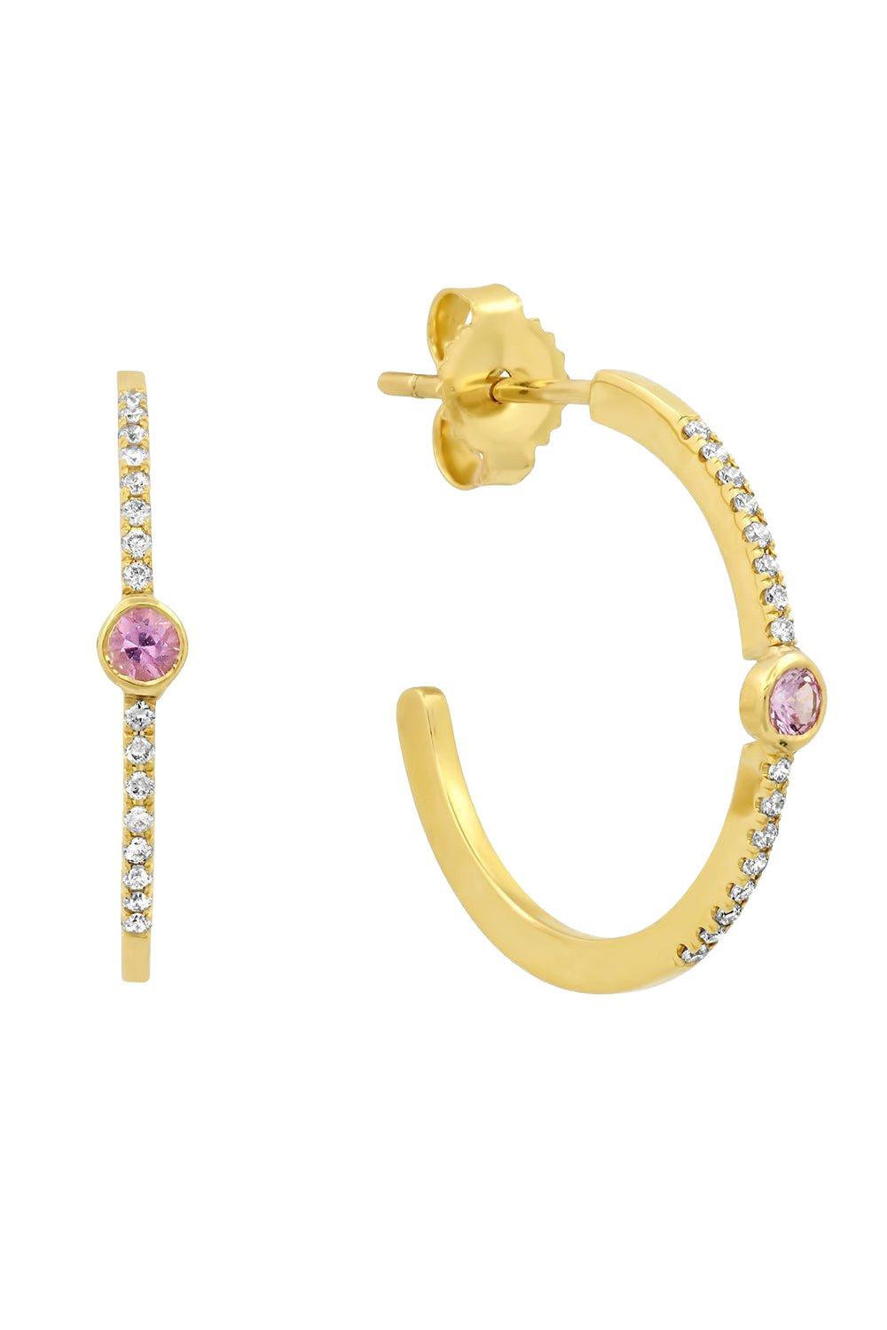 Pink Sapphire Diamond Hoop Earrings-YELLOW GOLD-JEWELRYFINE JEWELEARRING-JENNIFER MEYER