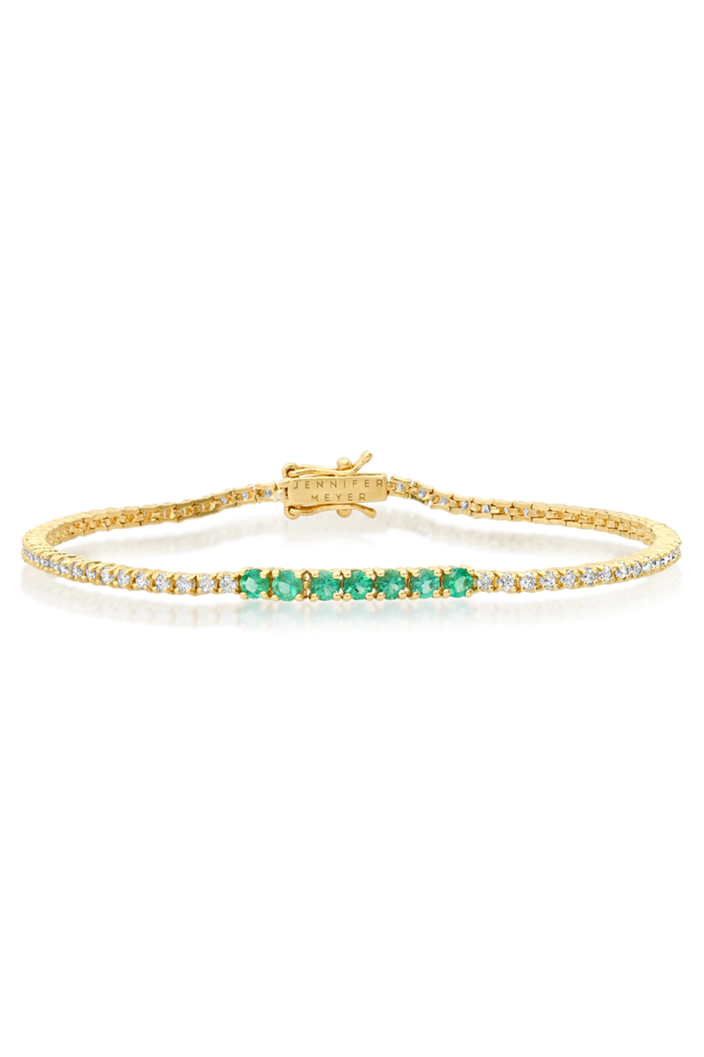 Diamond Emerald Small 4 Prong Accent Tennis Bracelet-YELLOW GOLD-JEWELRYFINE JEWELBRACELET O-JENNIFER MEYER