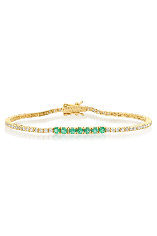 Diamond Emerald Small 4 Prong Accent Tennis Bracelet-YELLOW GOLD-JEWELRYFINE JEWELBRACELET O-JENNIFER MEYER