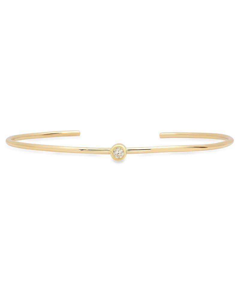 JENNIFER MEYER-Diamond Single Bezel Cuff-YELLOW GOLD
