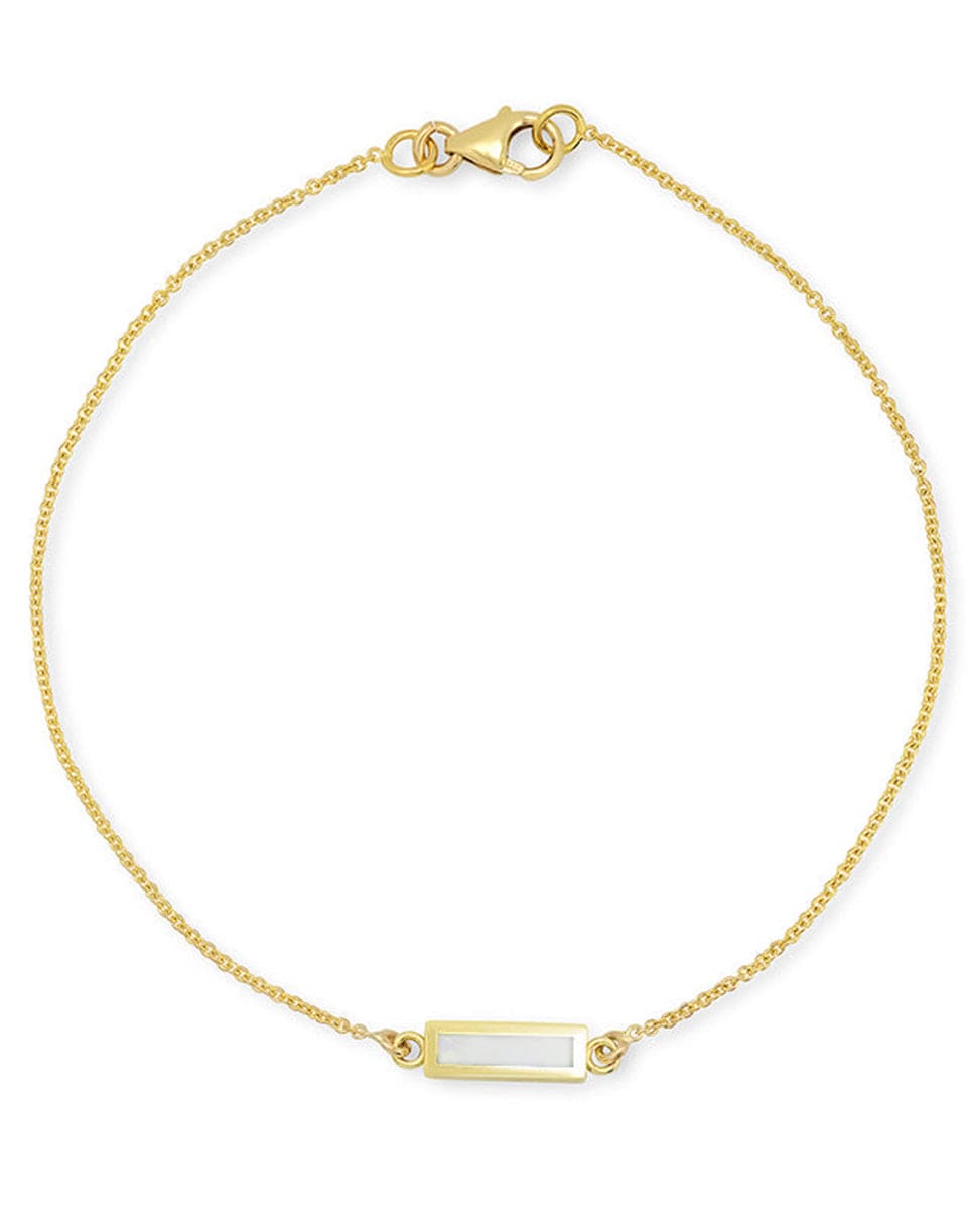 JENNIFER MEYER-Mother of Pearl Inlay Bar Bracelet-YELLOW GOLD