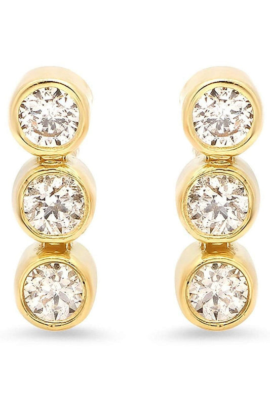 JENNIFER MEYER-3 Mini Diamond Bezel Studs-YELLOW GOLD