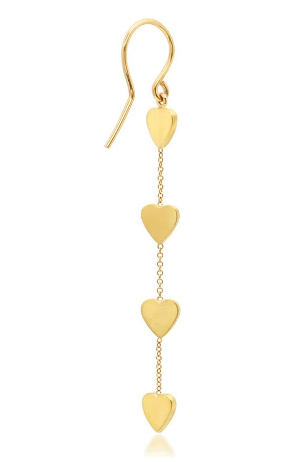JENNIFER MEYER-4 Heart By-The-Inch Earrings-YELLOW GOLD
