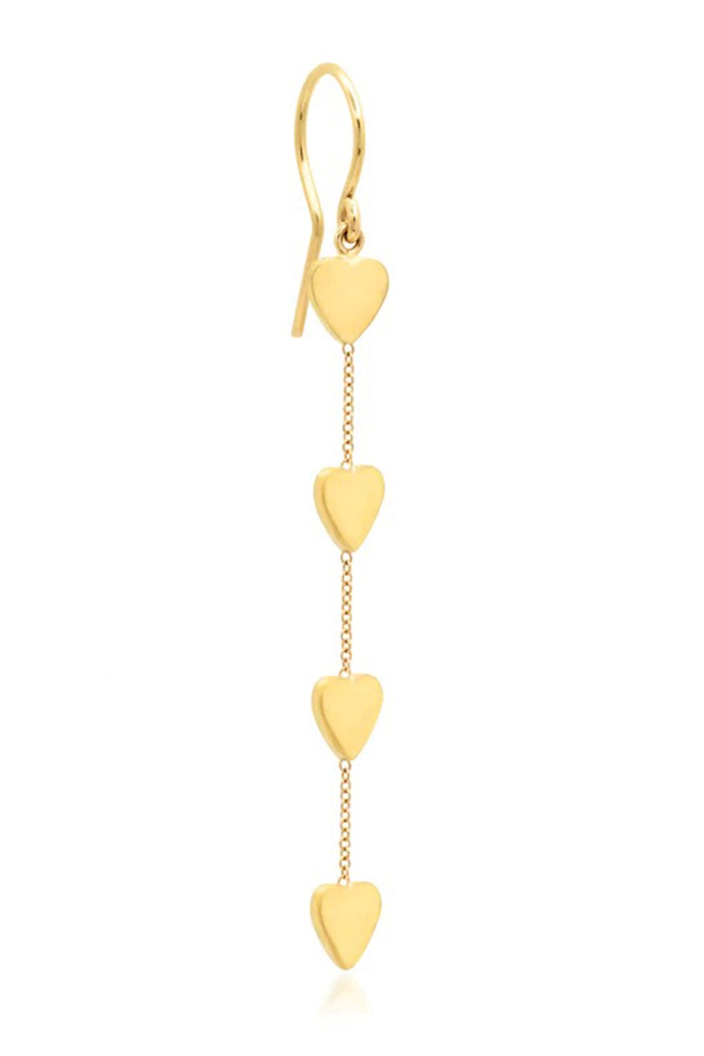 JENNIFER MEYER-4 Heart By-The-Inch Earrings-YELLOW GOLD