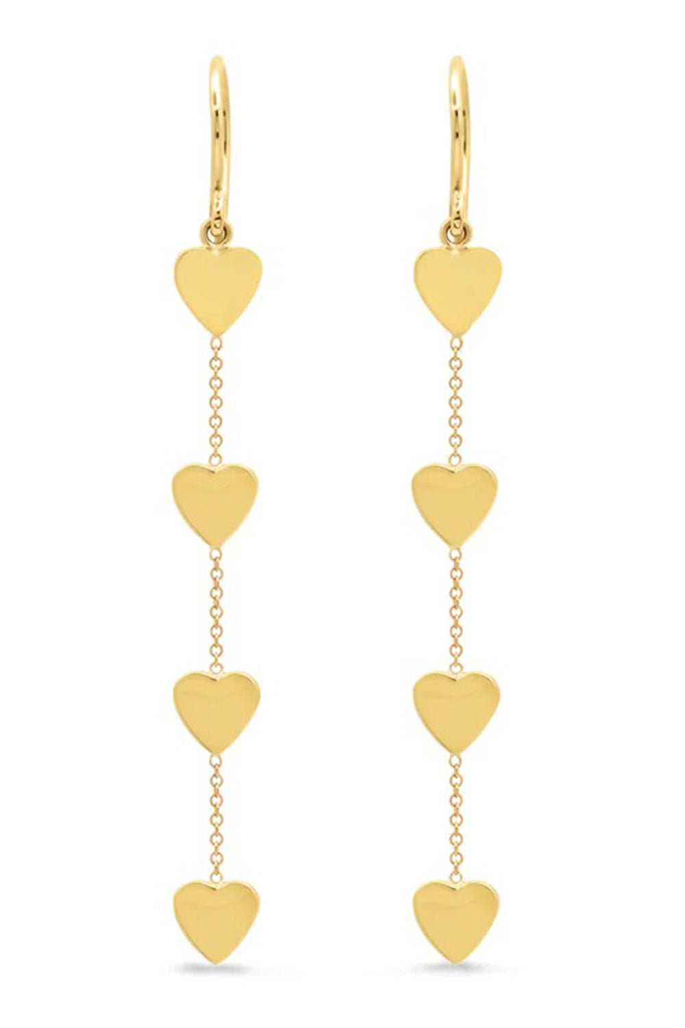 JENNIFER MEYER-4 Heart By-The-Inch Earrings-YELLOW GOLD