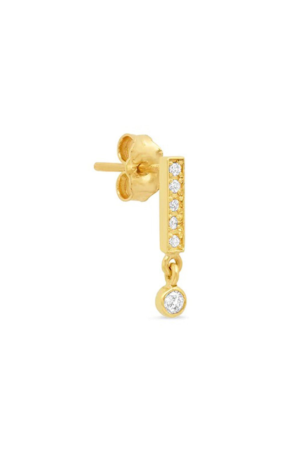 JENNIFER MEYER-Bezel Drop Bar Studs-YELLOW GOLD