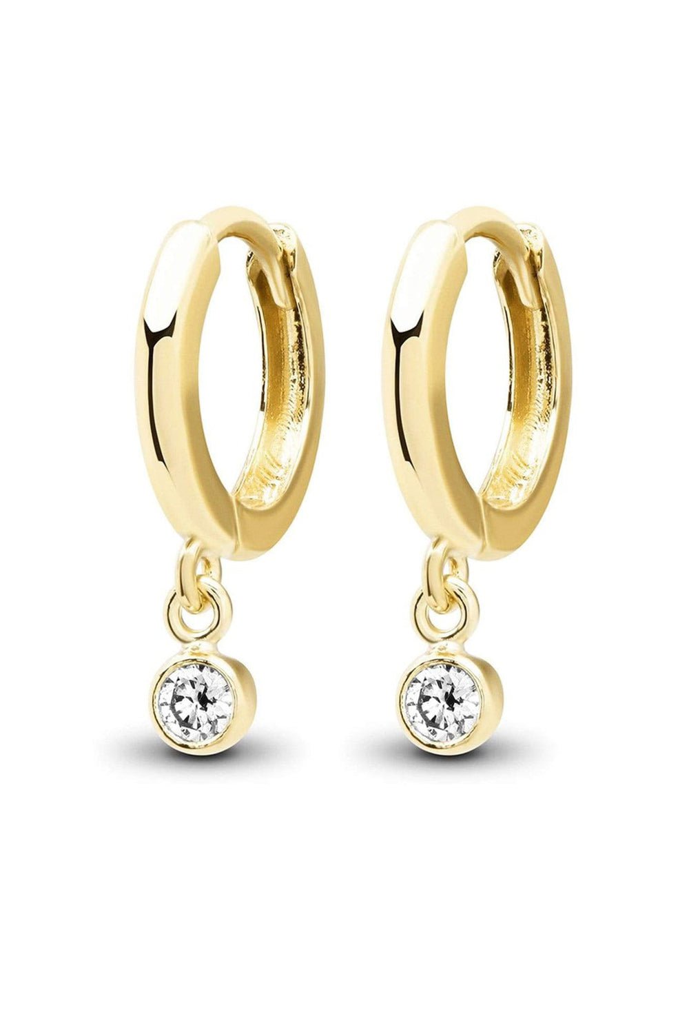 JENNIFER MEYER-Diamond Bezel Drop Huggies-YELLOW GOLD