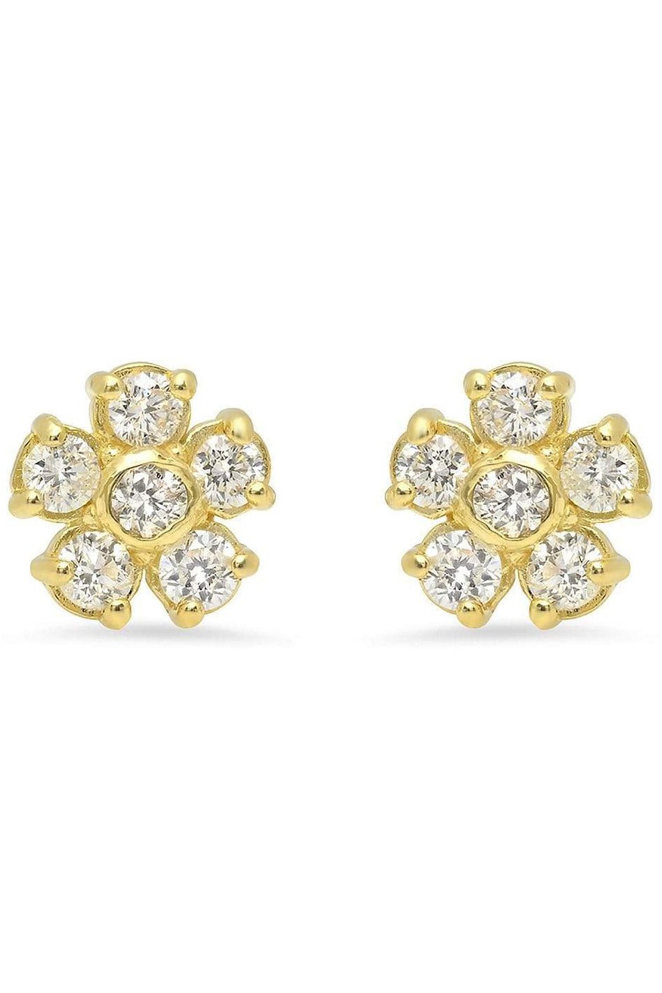 JENNIFER MEYER-Diamond Flower Studs-YELLOW GOLD