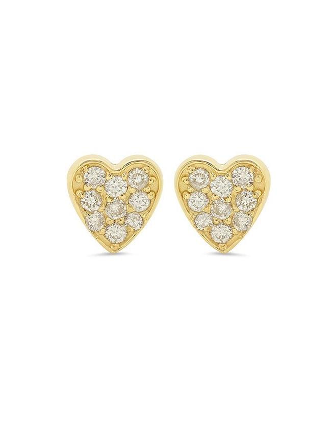 JENNIFER MEYER-Diamond Heart Studs-YELLOW GOLD