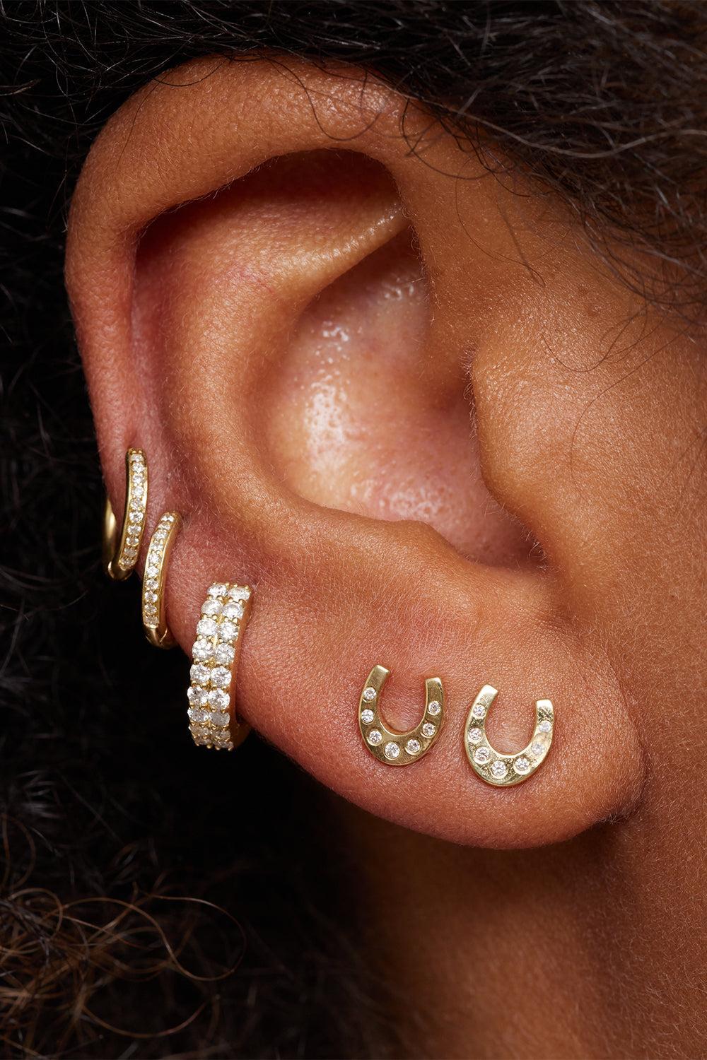 Diamond Mini Horseshoe Stud Earrings-YELLOW GOLD-JEWELRYFINE JEWELEARRING-JENNIFER MEYER