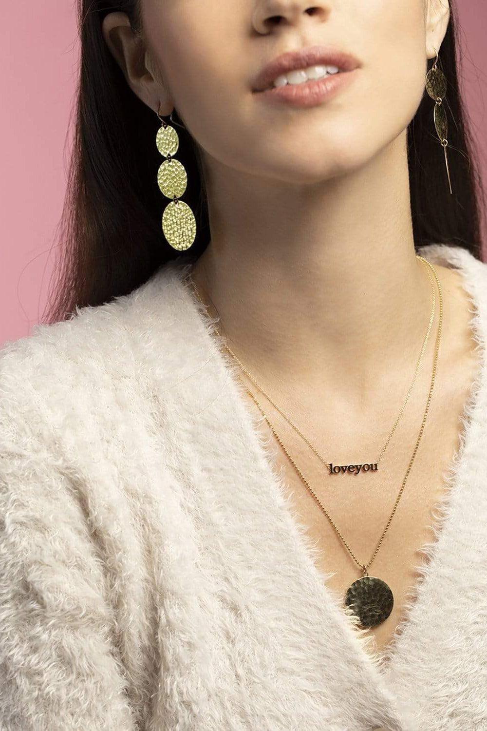 JENNIFER MEYER-Graduated Hammered Disc Earrings-YELLOW GOLD