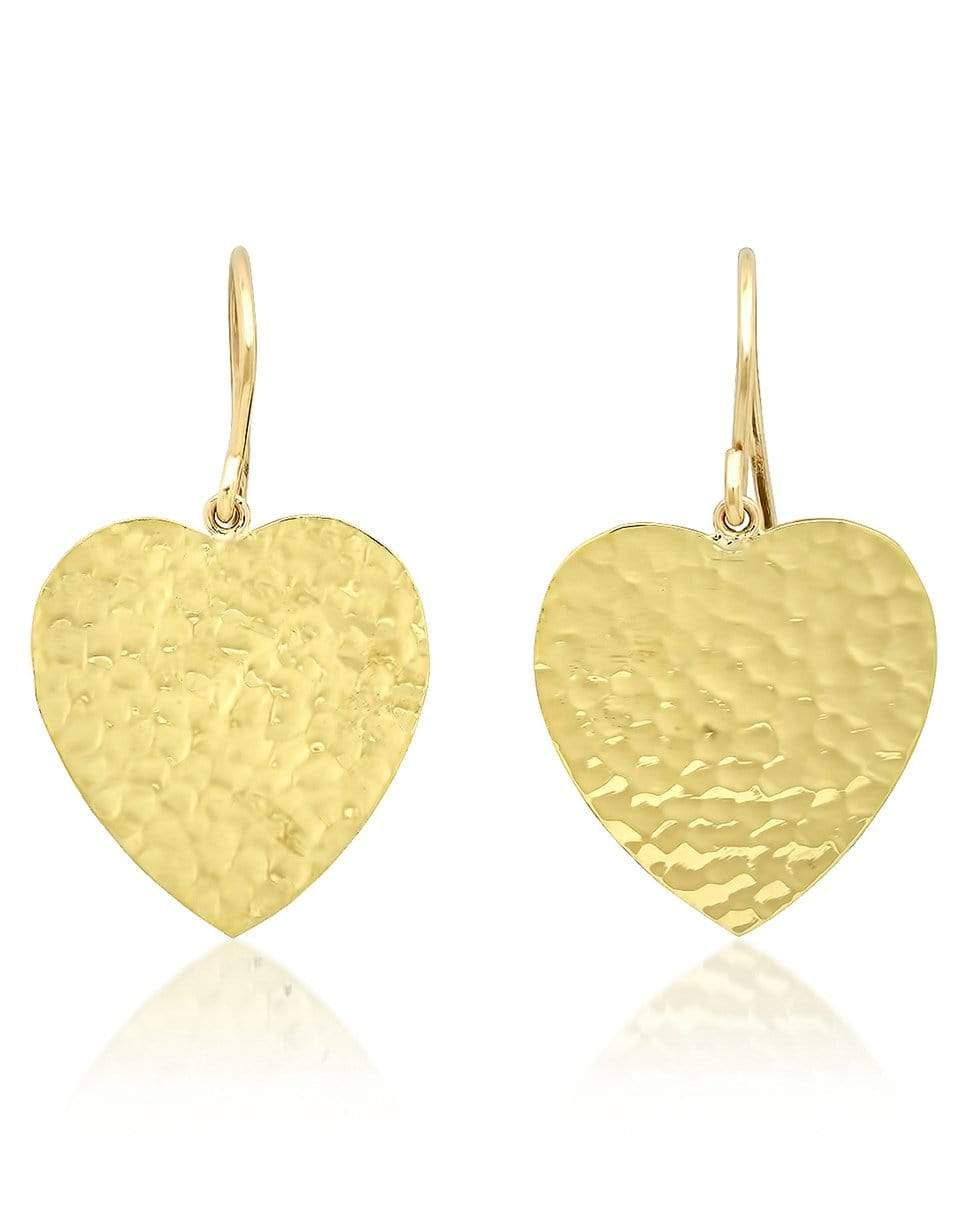 JENNIFER MEYER-Hammered Heart Drop Earrings-YELLOW GOLD