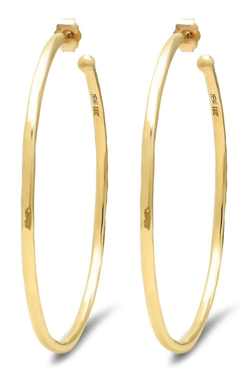 JENNIFER MEYER-Meduim Hammered Hoops-YELLOW GOLD