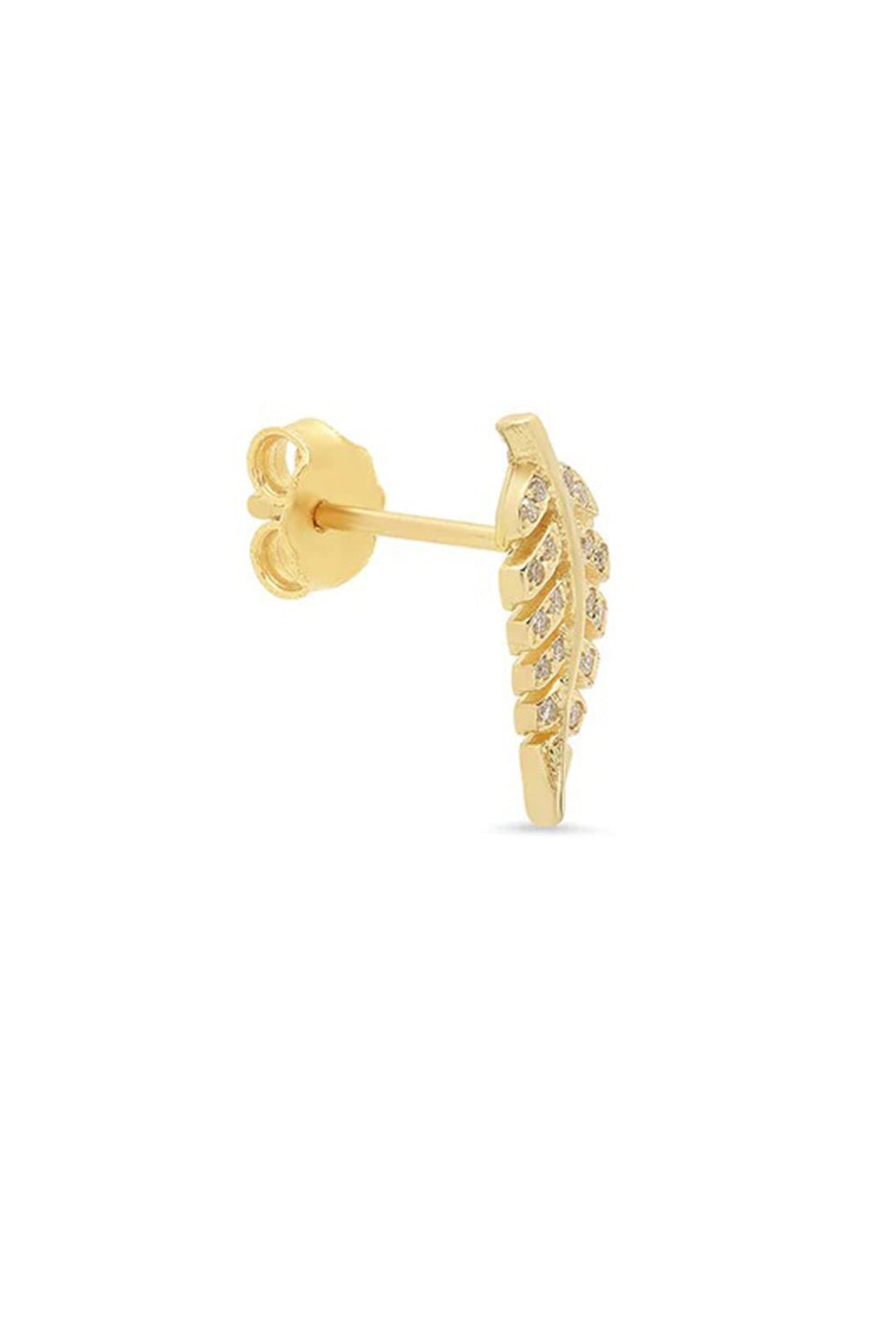 JENNIFER MEYER-Mini Diamond Leaf Studs-YELLOW GOLD