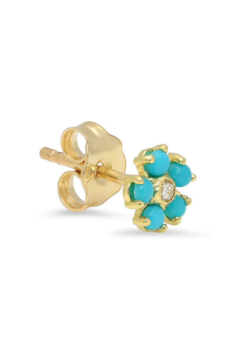 JENNIFER MEYER-Mini Flower Stud Earrings-YELLOW GOLD
