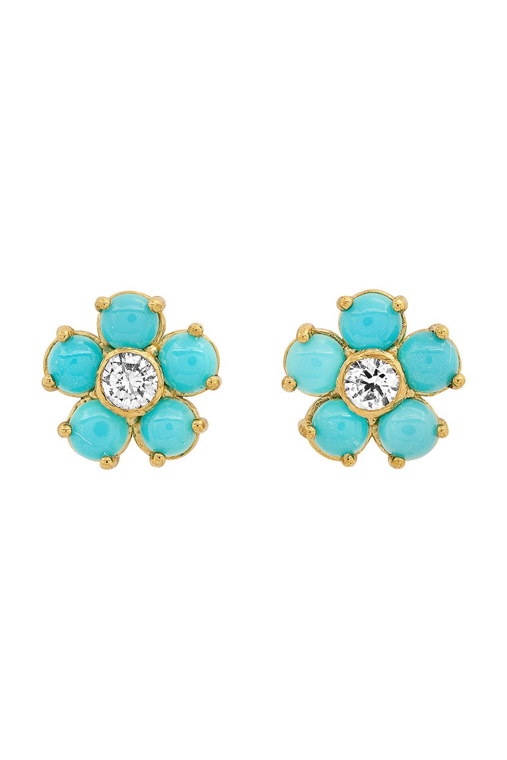JENNIFER MEYER-Mini Flower Stud Earrings-YELLOW GOLD