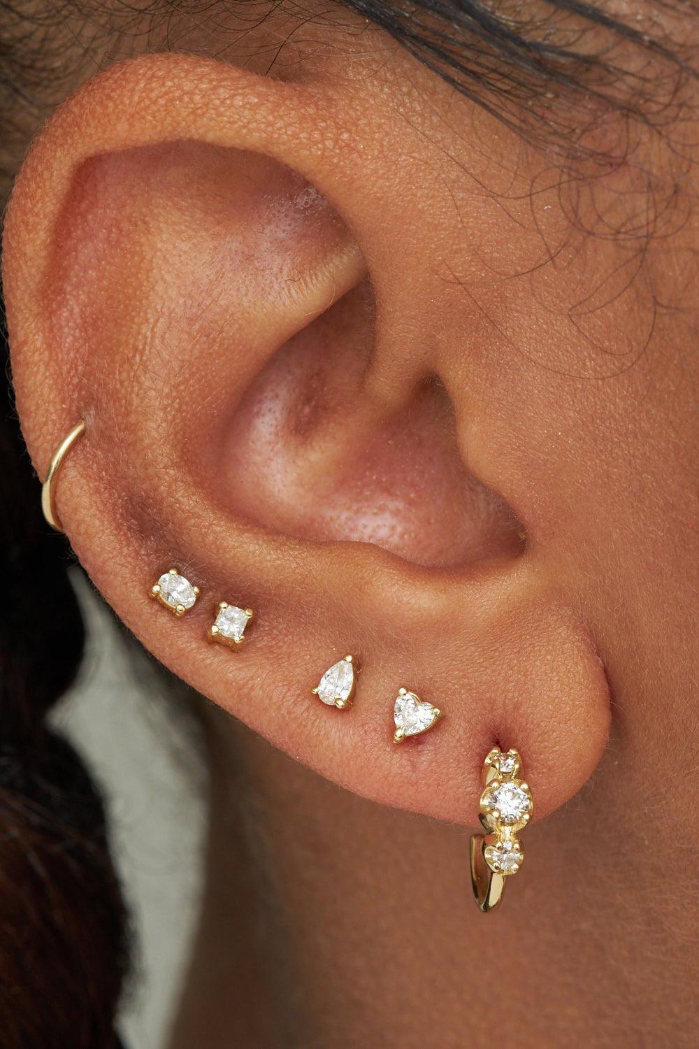 JENNIFER MEYER-Mini Graduated Huggie Hoop Earrings-YELLOW GOLD