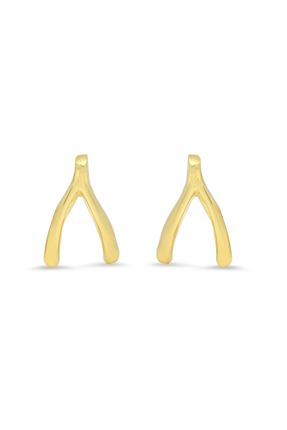 JENNIFER MEYER-Mini Wishbone Stud Earrings-YELLOW GOLD