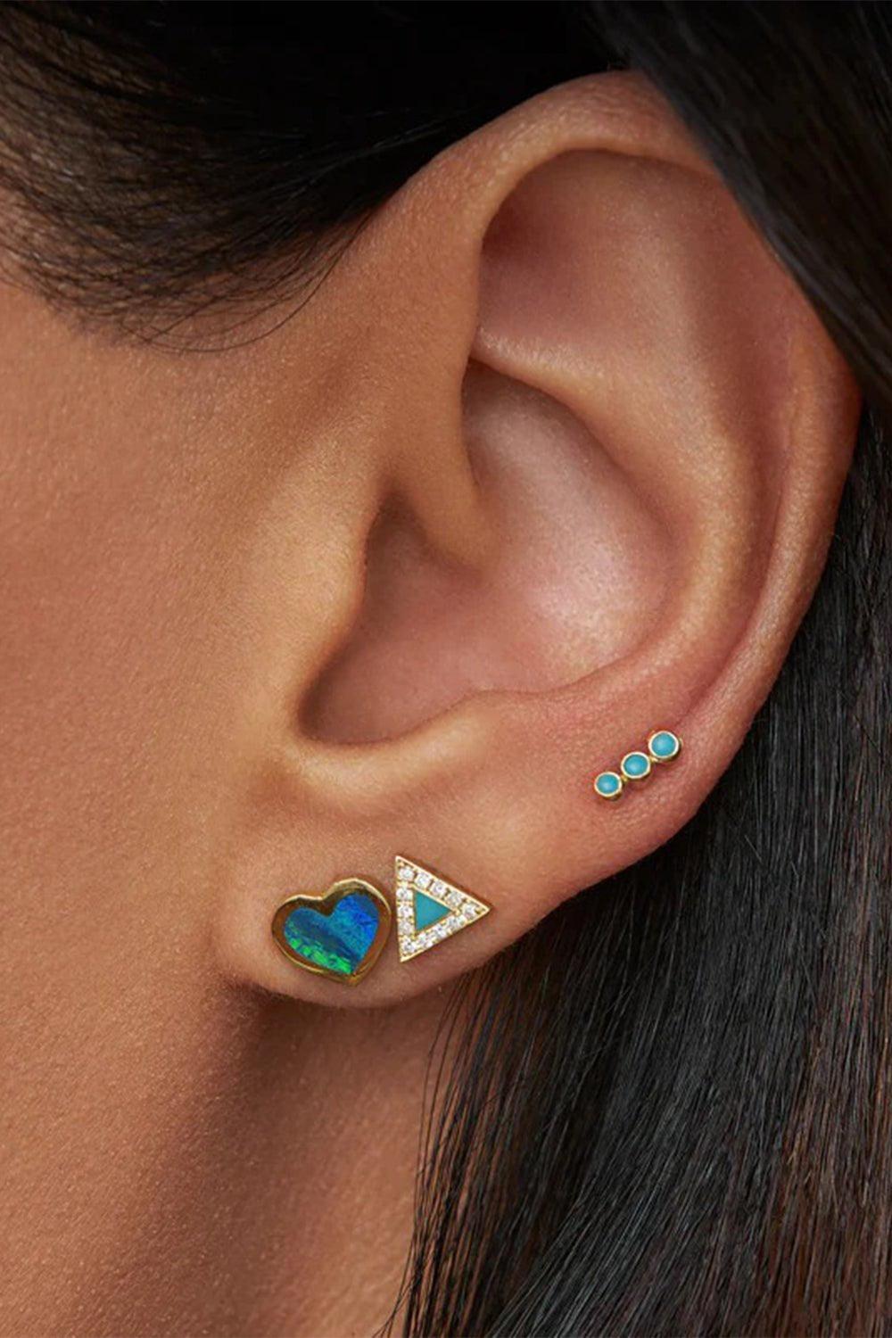 JENNIFER MEYER-Opal Inlay Heart Studs-YELLOW GOLD