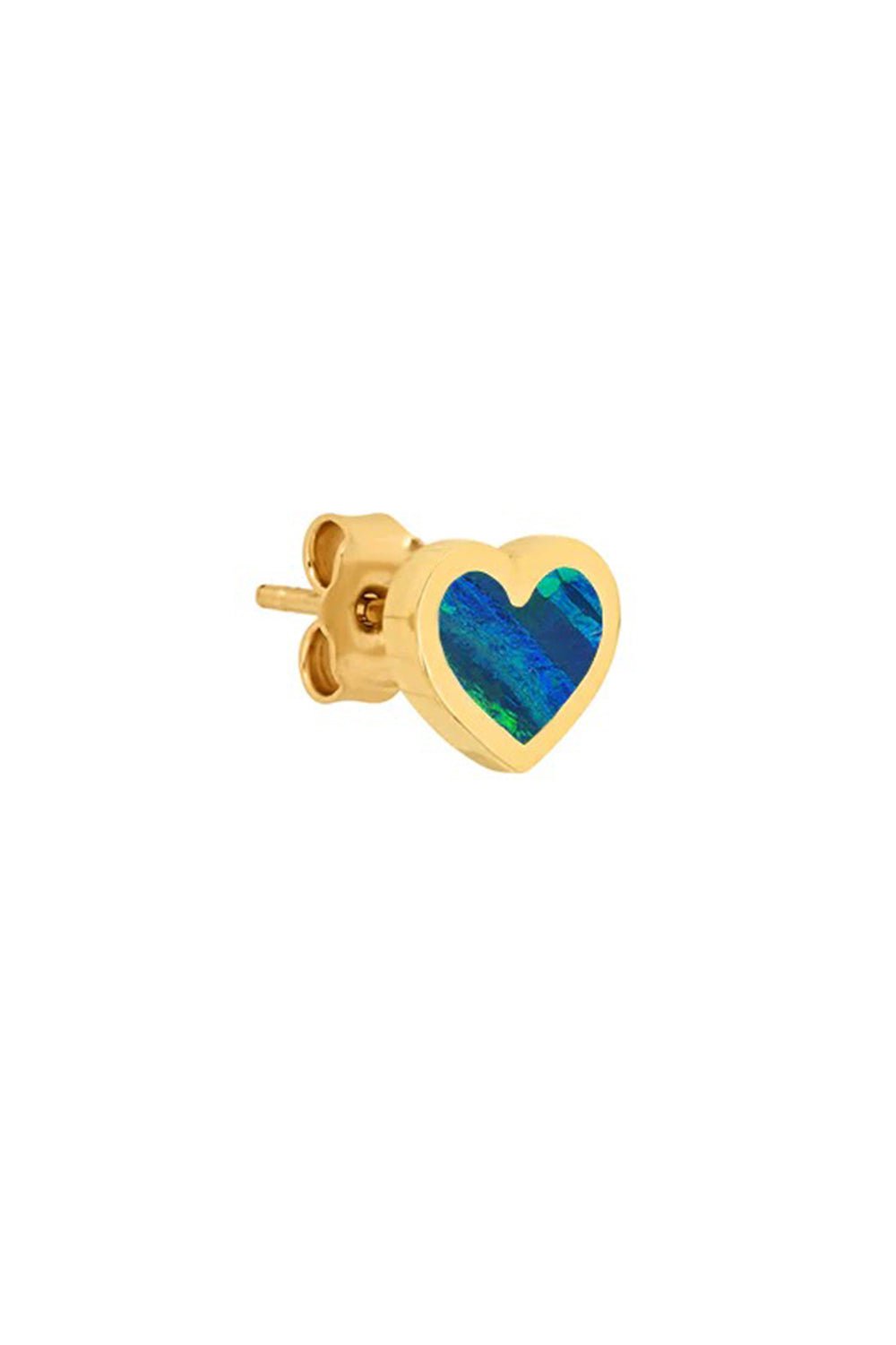 JENNIFER MEYER-Opal Inlay Heart Studs-YELLOW GOLD