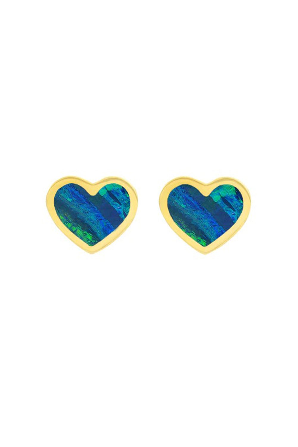 JENNIFER MEYER-Opal Inlay Heart Studs-YELLOW GOLD