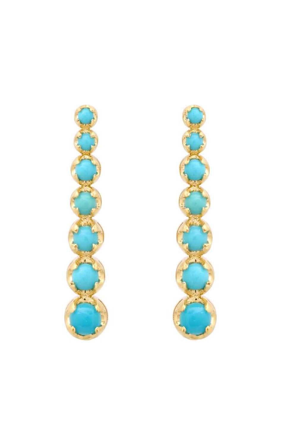 Turquoise Mini Graduated Tennis Stud Earrings-YELLOW GOLD-JEWELRYFINE JEWELEARRING-JENNIFER MEYER