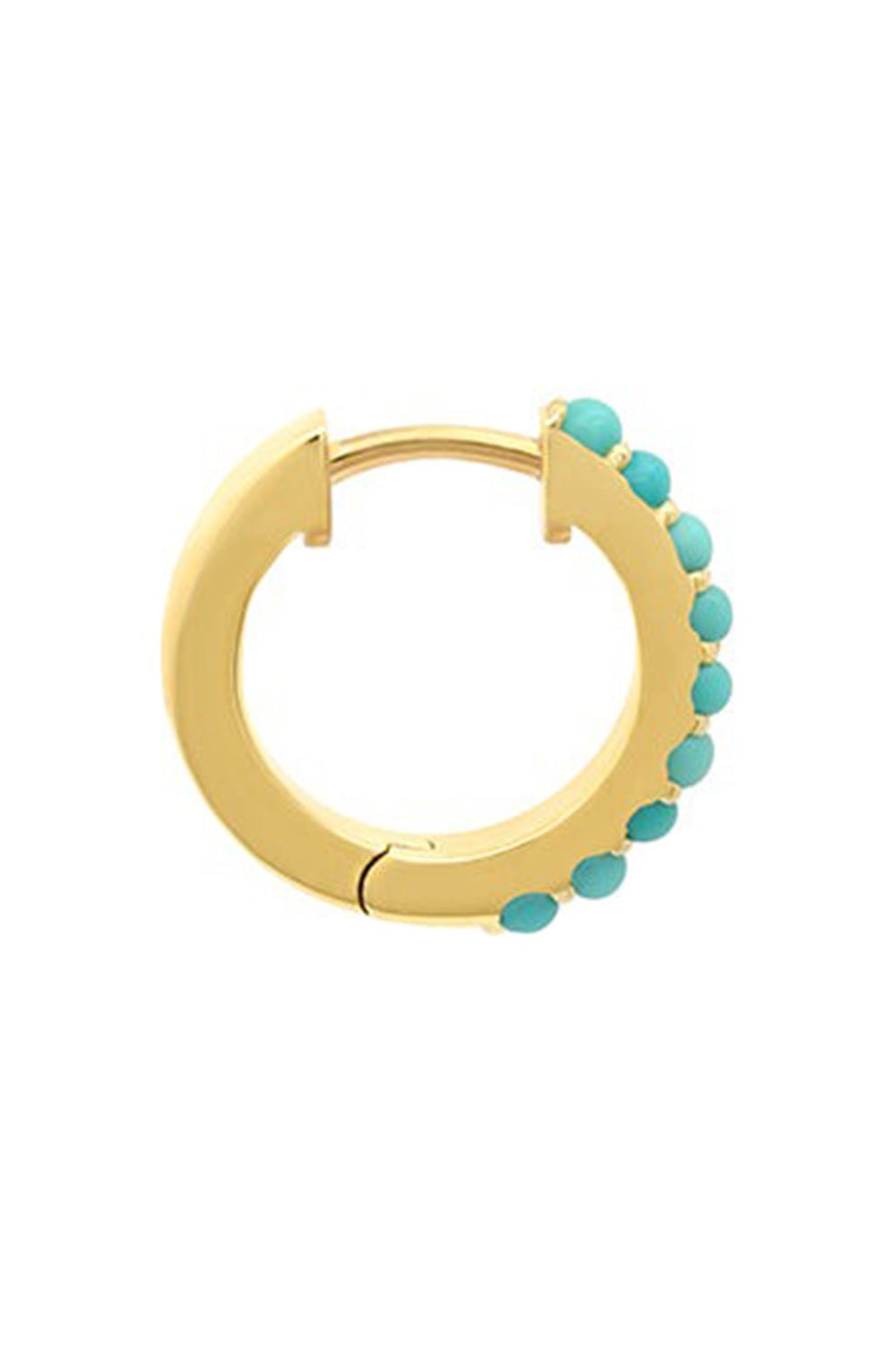 JENNIFER MEYER-Small Turquoise Huggie Earrings-YELLOW GOLD