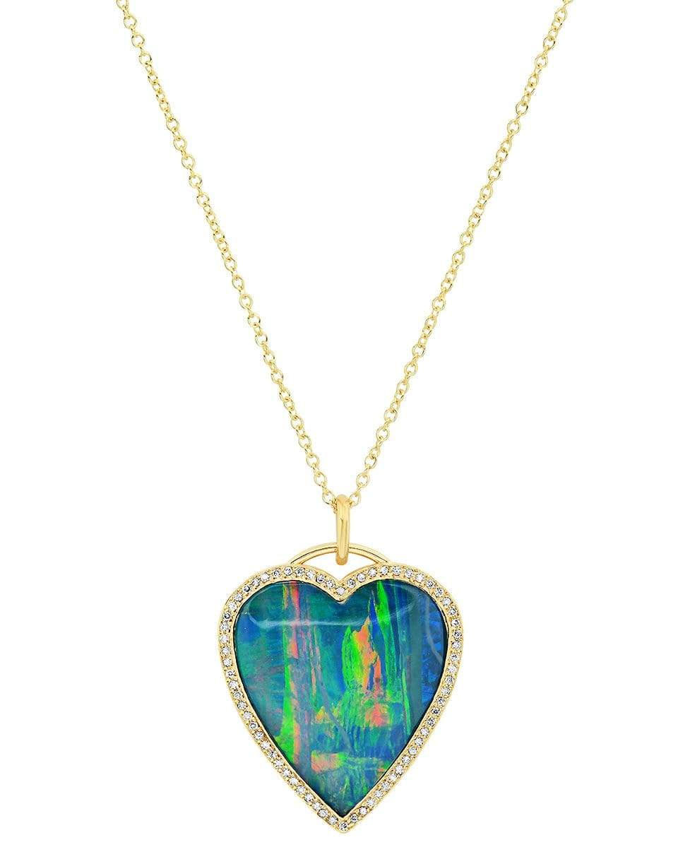 JENNIFER MEYER-Boulder Opal Inlay Heart Necklace-YELLOW GOLD