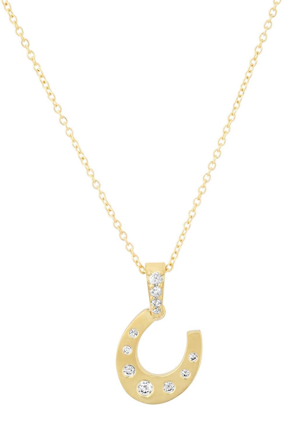 Diamond Horseshoe Pendant Necklace-YELLOW GOLD-JEWELRYFINE JEWELNECKLACE O-JENNIFER MEYER
