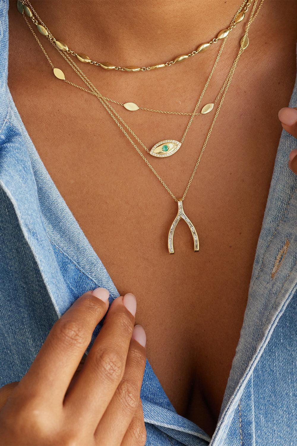 Diamond Large Baguette Wishbone Necklace-YELLOW GOLD-JEWELRYFINE JEWELNECKLACE O-JENNIFER MEYER