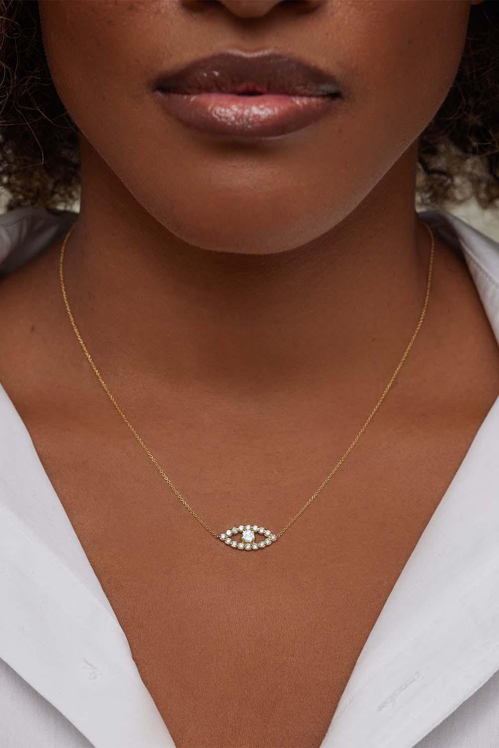 Diamond Medium Open Evil Eye Necklace-YELLOW GOLD-JEWELRYFINE JEWELNECKLACE O-JENNIFER MEYER