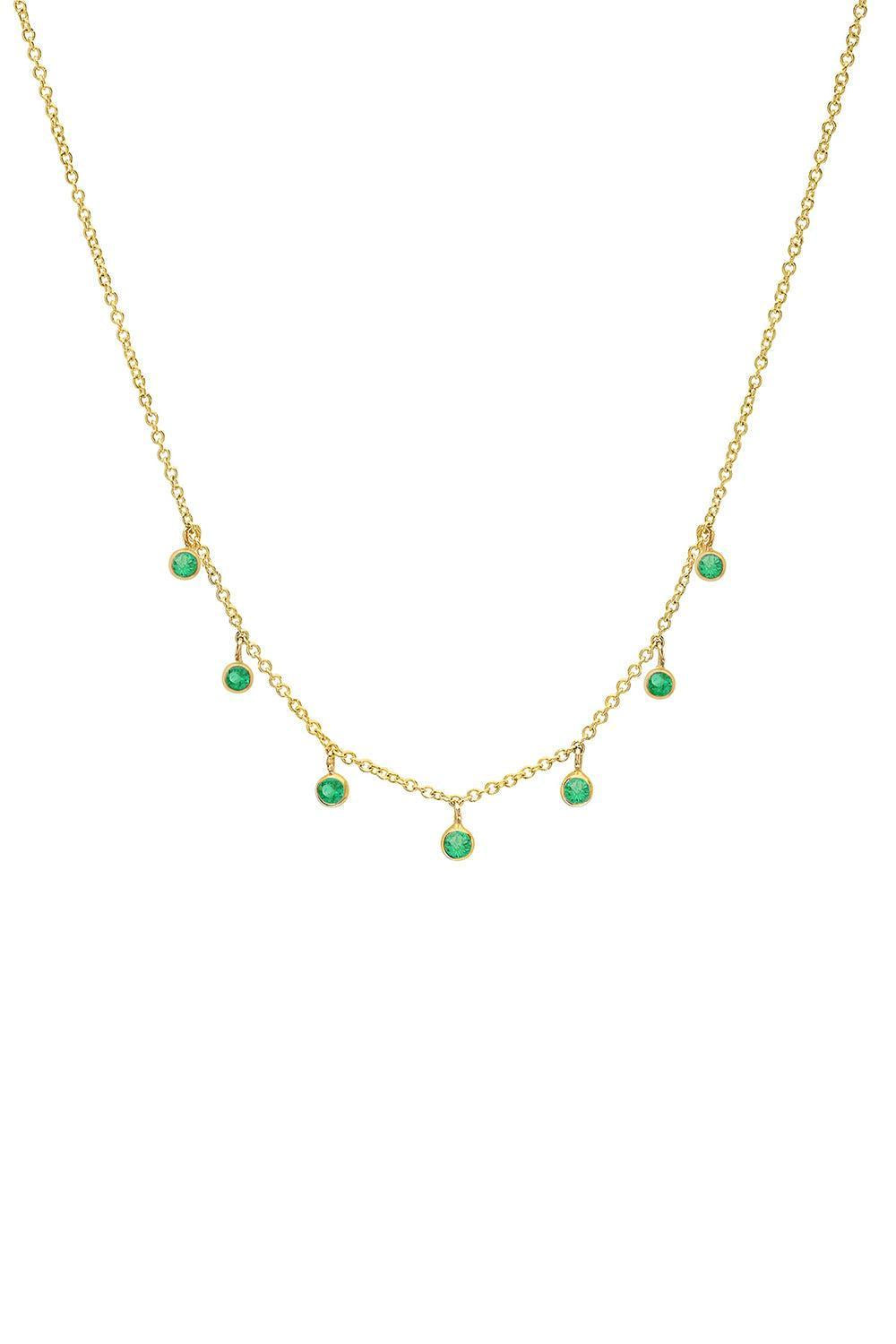 Emerald 7 Mini Bezel Dangle Necklace-YELLOW GOLD-JEWELRYFINE JEWELNECKLACE O-JENNIFER MEYER