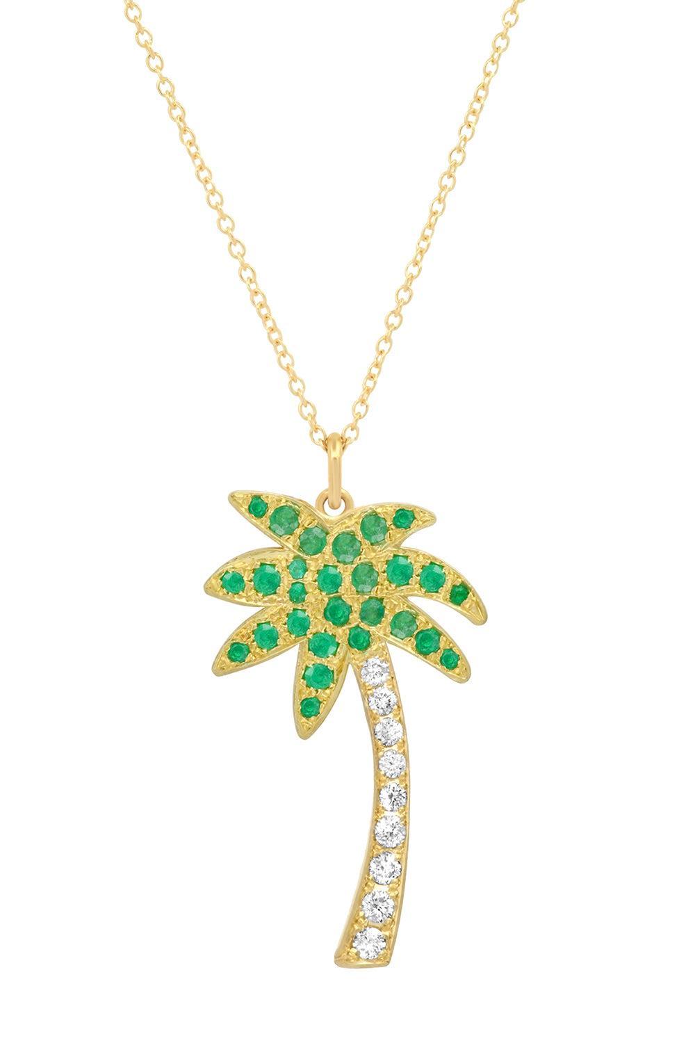 Emerald Diamond Large Palm Tree Necklace-YELLOW GOLD-JEWELRYFINE JEWELNECKLACE O-JENNIFER MEYER