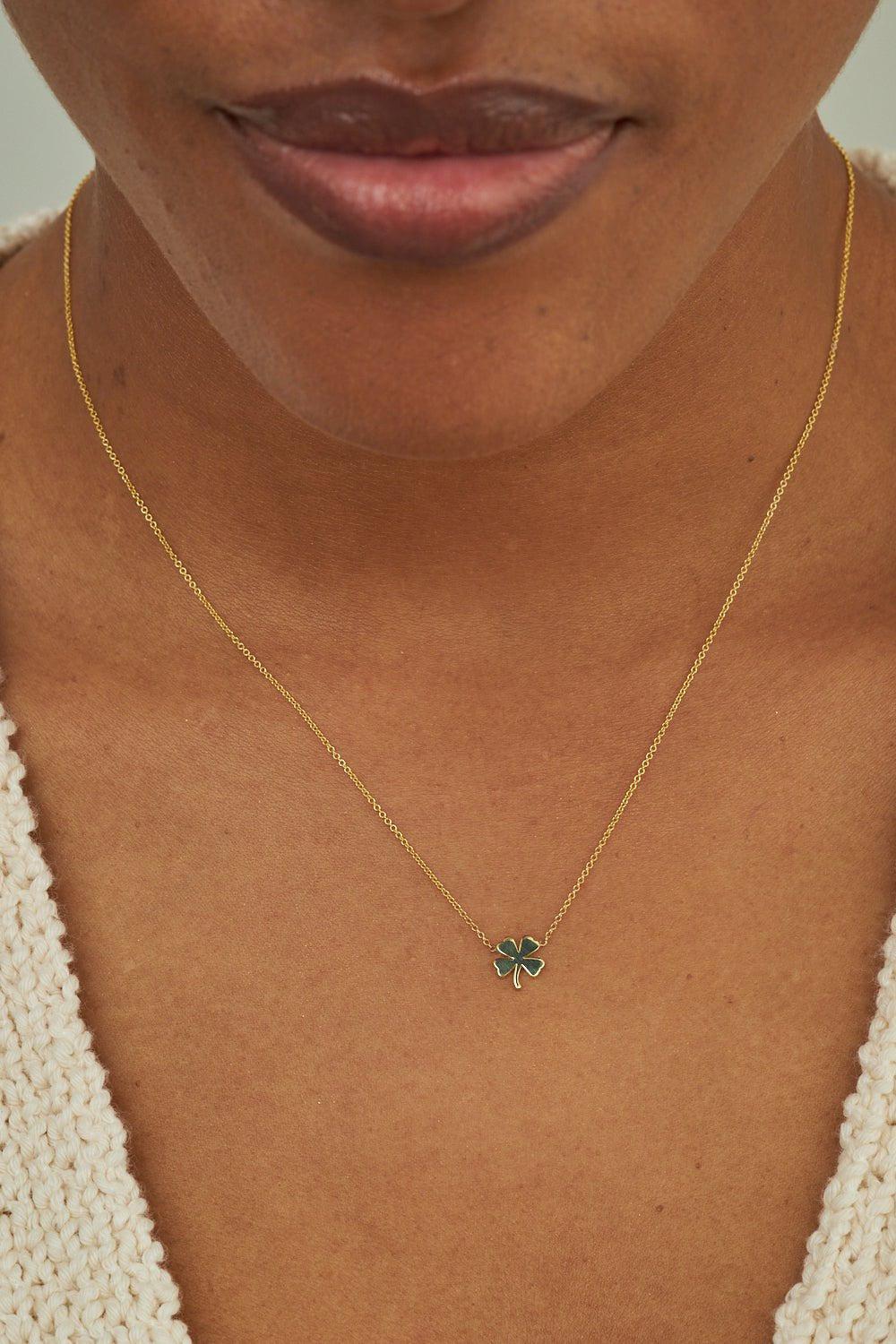 JENNIFER MEYER-Mini Clover Necklace-YELLOW GOLD
