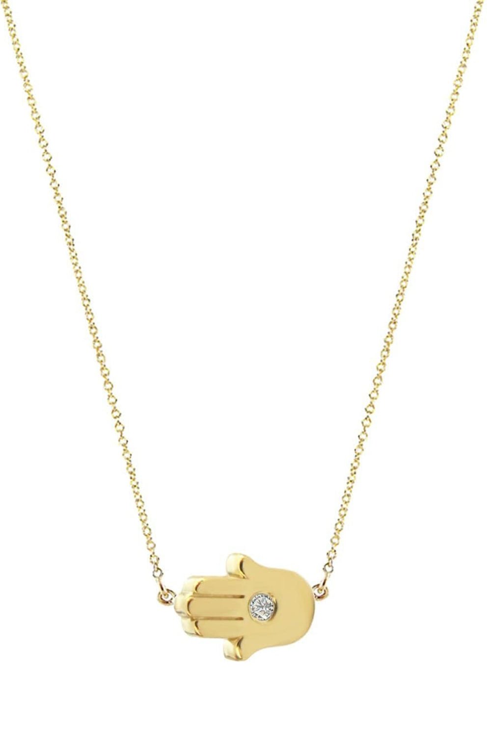 JENNIFER MEYER-Mini Diamond Hamsa Necklace-YELLOW GOLD